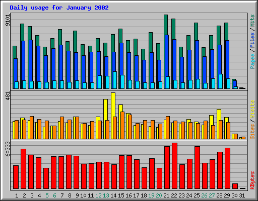 Daily usage for January 2002
