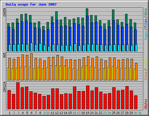 Daily usage for June 2007
