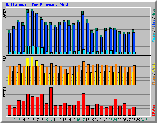 Daily usage for February 2013