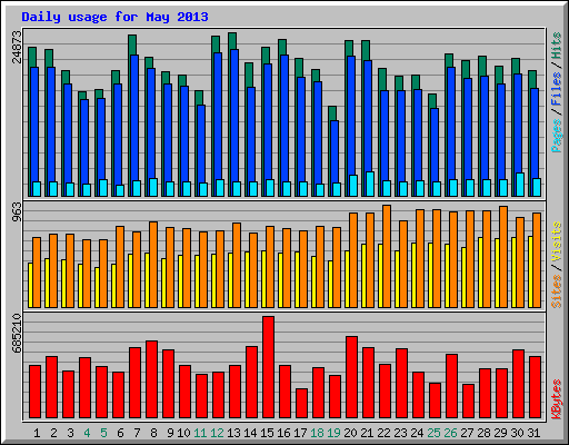 Daily usage for May 2013