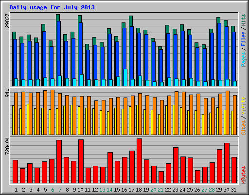 Daily usage for July 2013