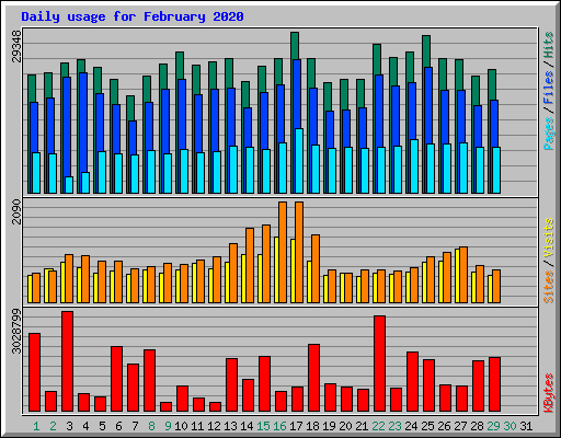 Daily usage for February 2020