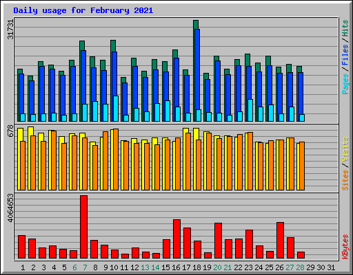Daily usage for February 2021