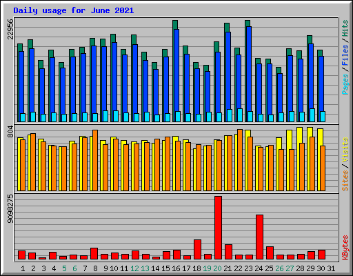 Daily usage for June 2021