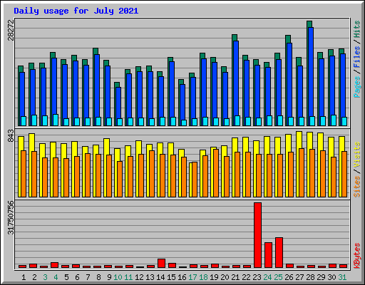 Daily usage for July 2021