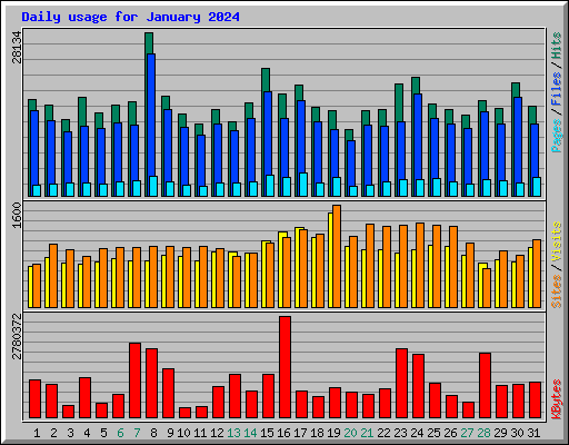 Daily usage for January 2024