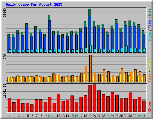 Daily usage for August 2025