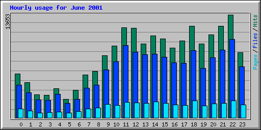 Hourly usage for June 2001