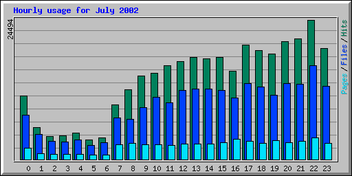 Hourly usage for July 2002
