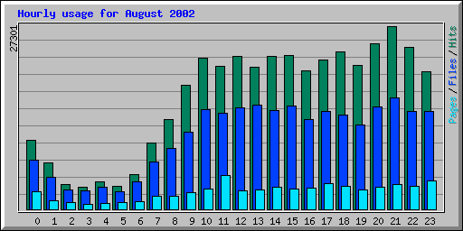 Hourly usage for August 2002