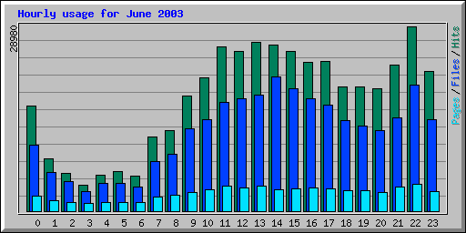 Hourly usage for June 2003