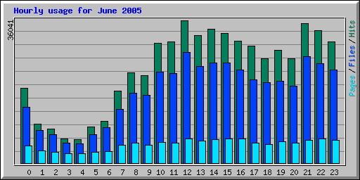 Hourly usage for June 2005