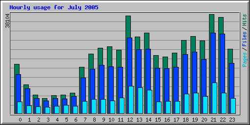 Hourly usage for July 2005