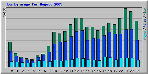 Hourly usage for August 2005
