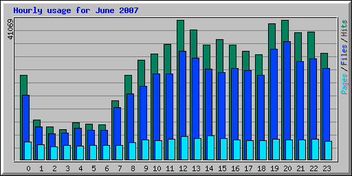 Hourly usage for June 2007