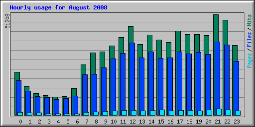 Hourly usage for August 2008