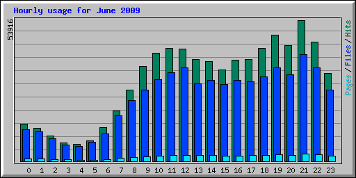 Hourly usage for June 2009
