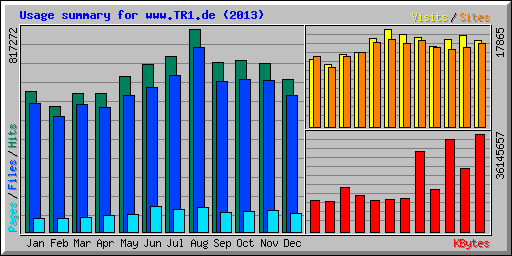 Usage summary for www.TR1.de (2013)